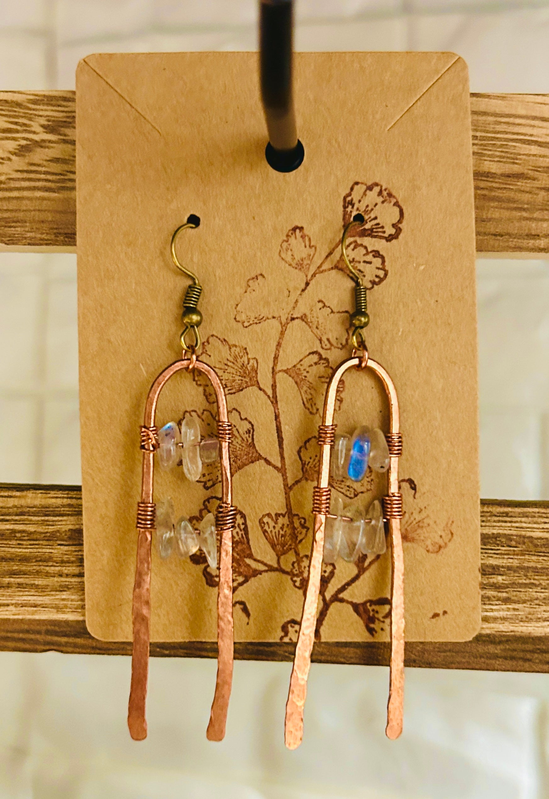 Narrow Hammered Copper Arch w/ Double Rows of Labradorite 