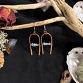 Hammered Copper Arch Earrings with Aquamarine