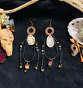 Dark Shores Beaded Tourmaline Statement Earrings