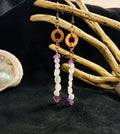 Moonstone & Amethyst Hammered Copper Ring Earrings