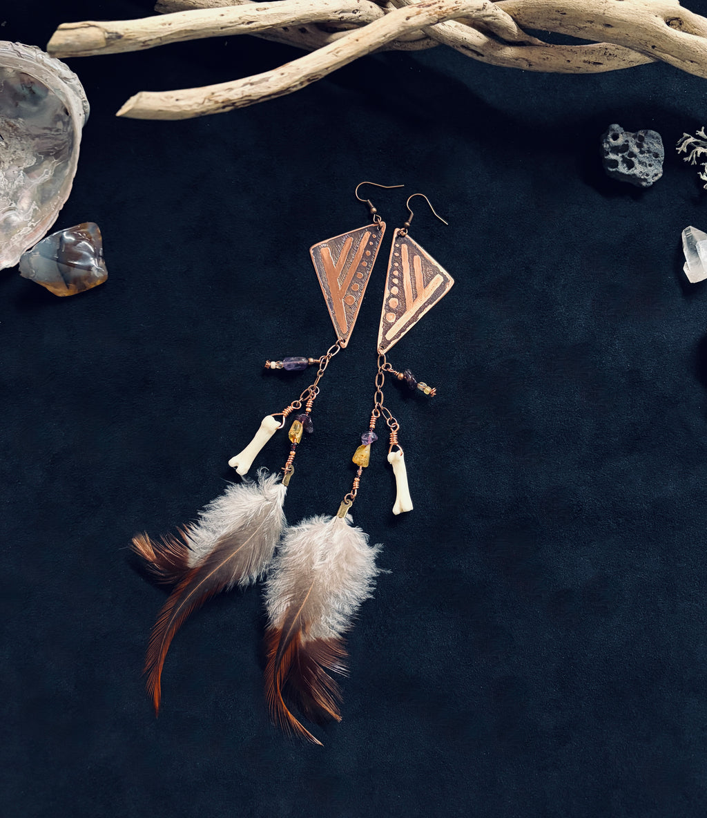 Wild Fehu Shoulder Duster Fringe Earrings