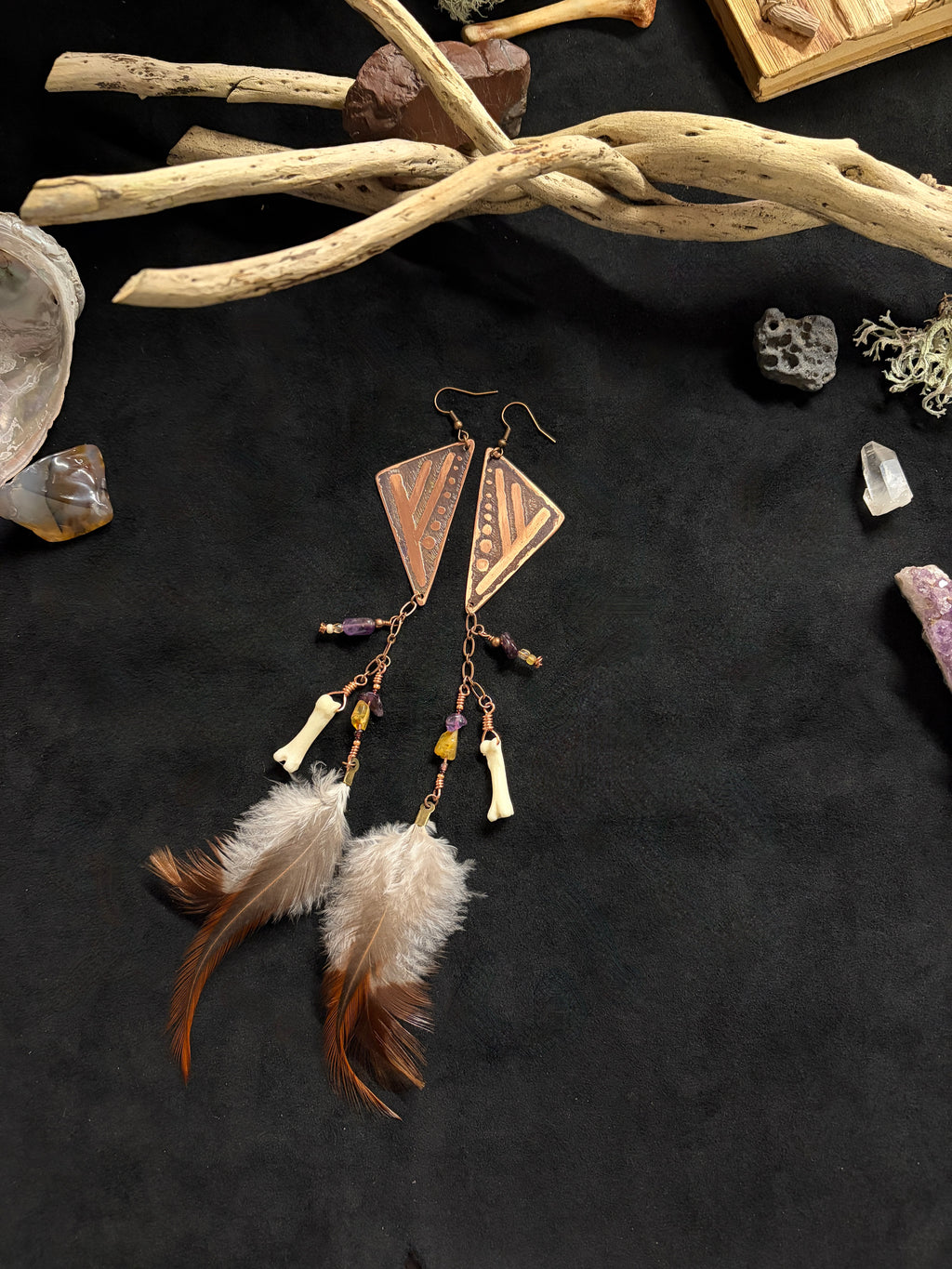 Wild Fehu Shoulder Duster Fringe Earrings