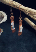 Copper & Aquamarine Paddle Earrings