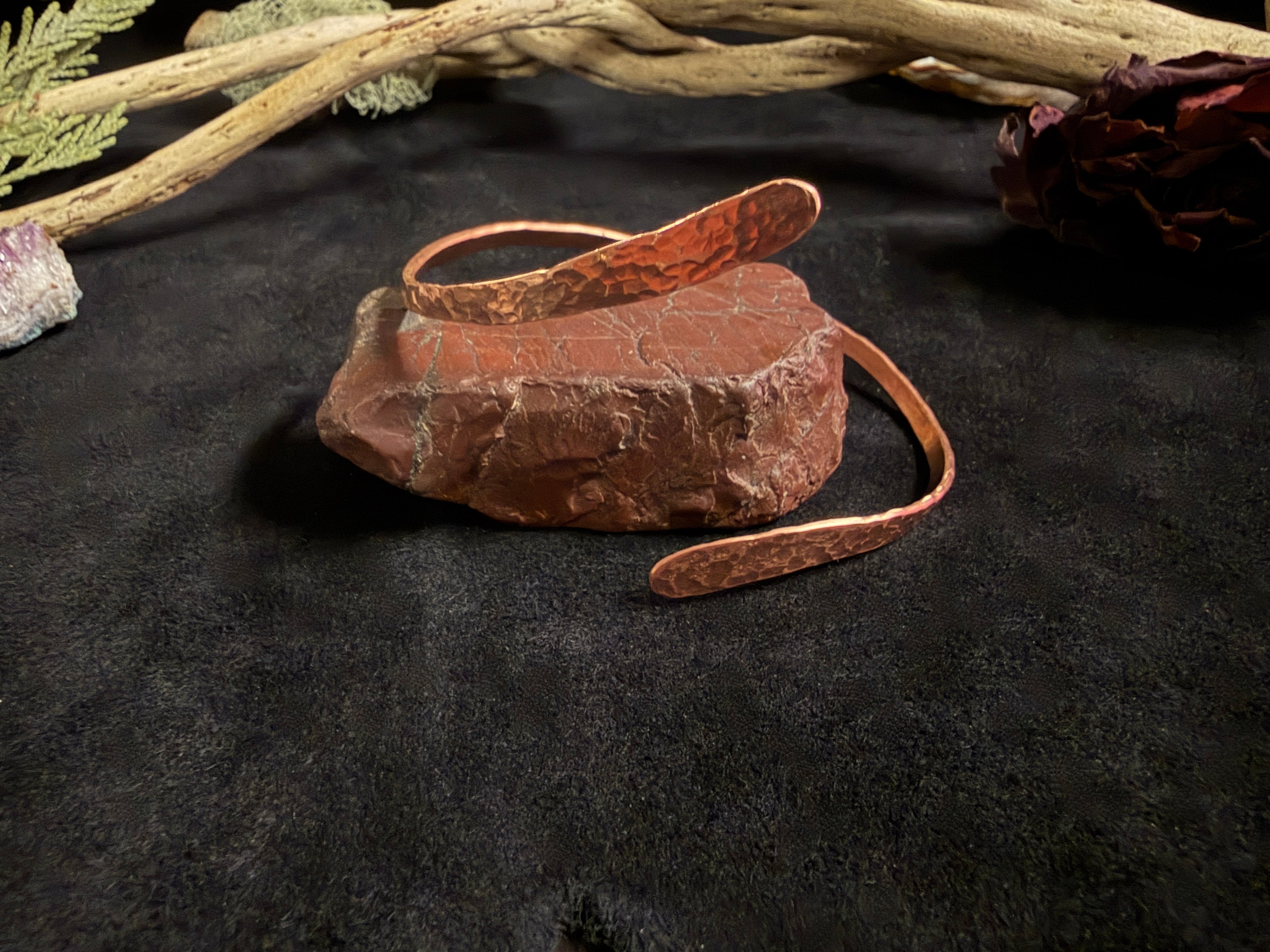 Hammered Copper Wrap Cuff Bracelet