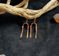 Hammered Copper Arch Earrings with Faceted Black Spinel & Tourmaline