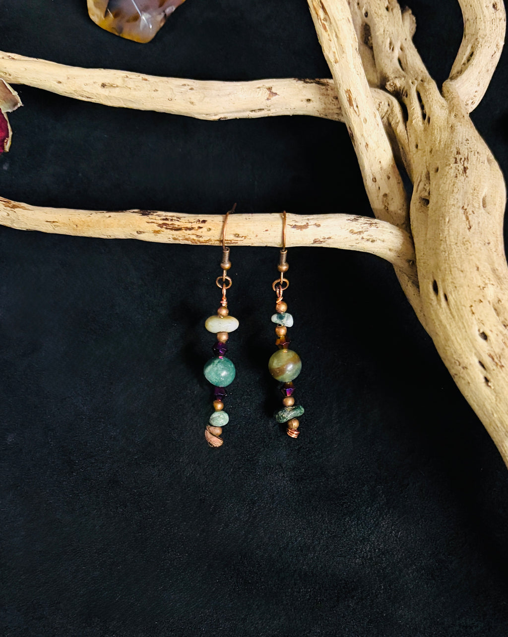 Moss & Ember Set - Indian Agate Bracelet & Earring Bundle