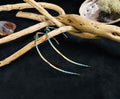 Copper Wire Marquise Earrings with Moss Agate Beadwork — Handmade
