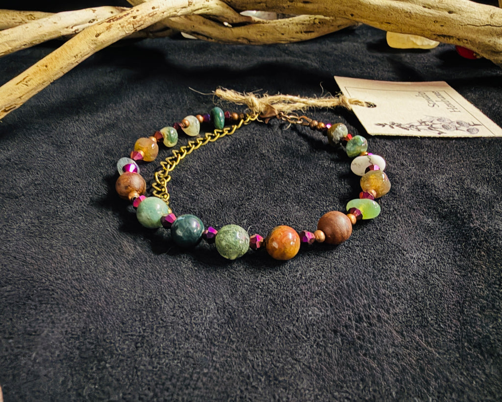 Moss & Ember Set - Indian Agate Bracelet & Earring Bundle