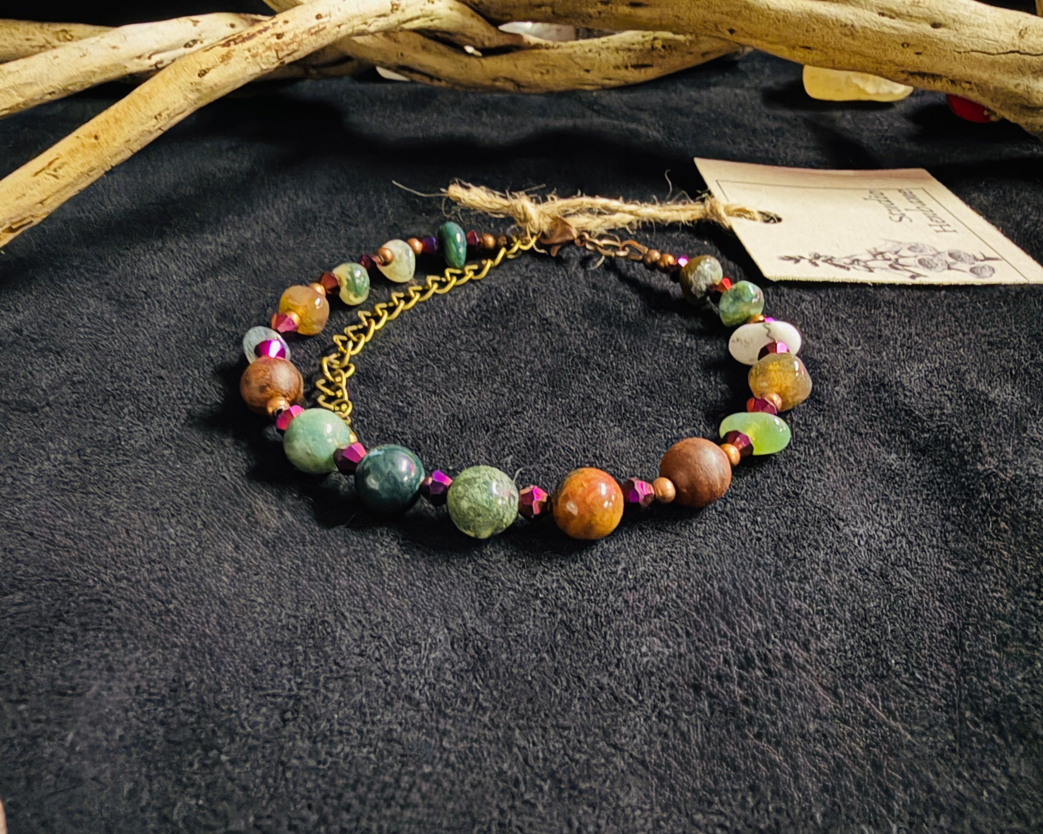 Moss & Ember Set - Indian Agate Bracelet & Earring Bundle