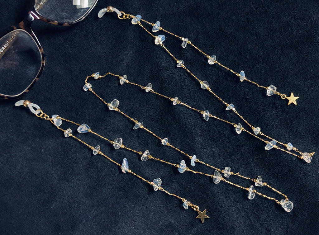 Gold & Opalite Eyeglass Chain