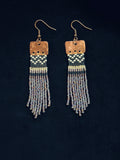 Violet Skies Storm Cloud Purple Copper Basket Weave Fringe Earrings — Handmade Delica Beadwork