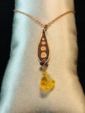 Ember Relic | Etched Copper Pendant Necklace with Raw Citrine — Handmade Artisan Jewelry
