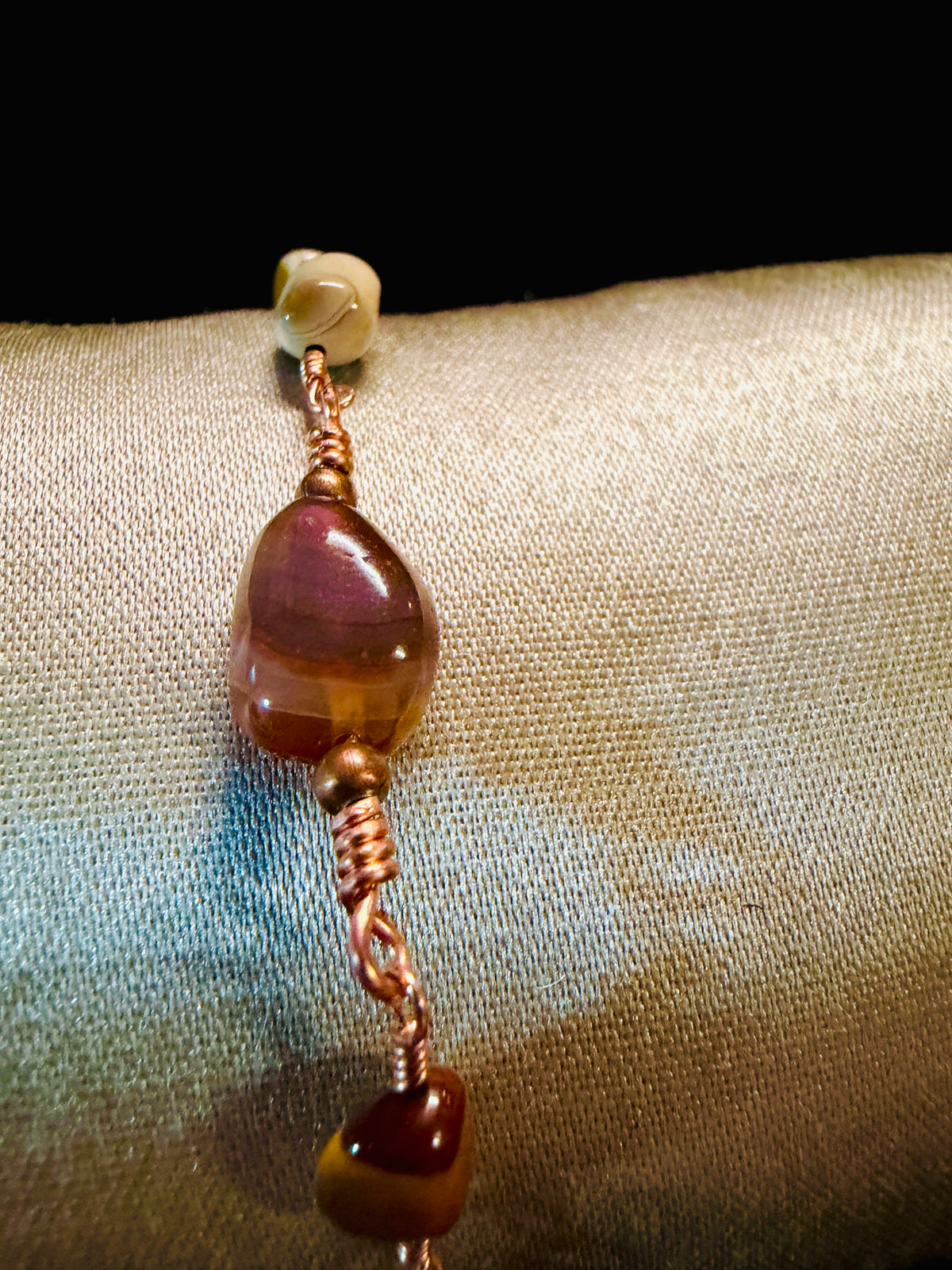 Copper & Mookaite Jasper Bracelet with Carnelian Agate — Handmade Gemstone Jewelry