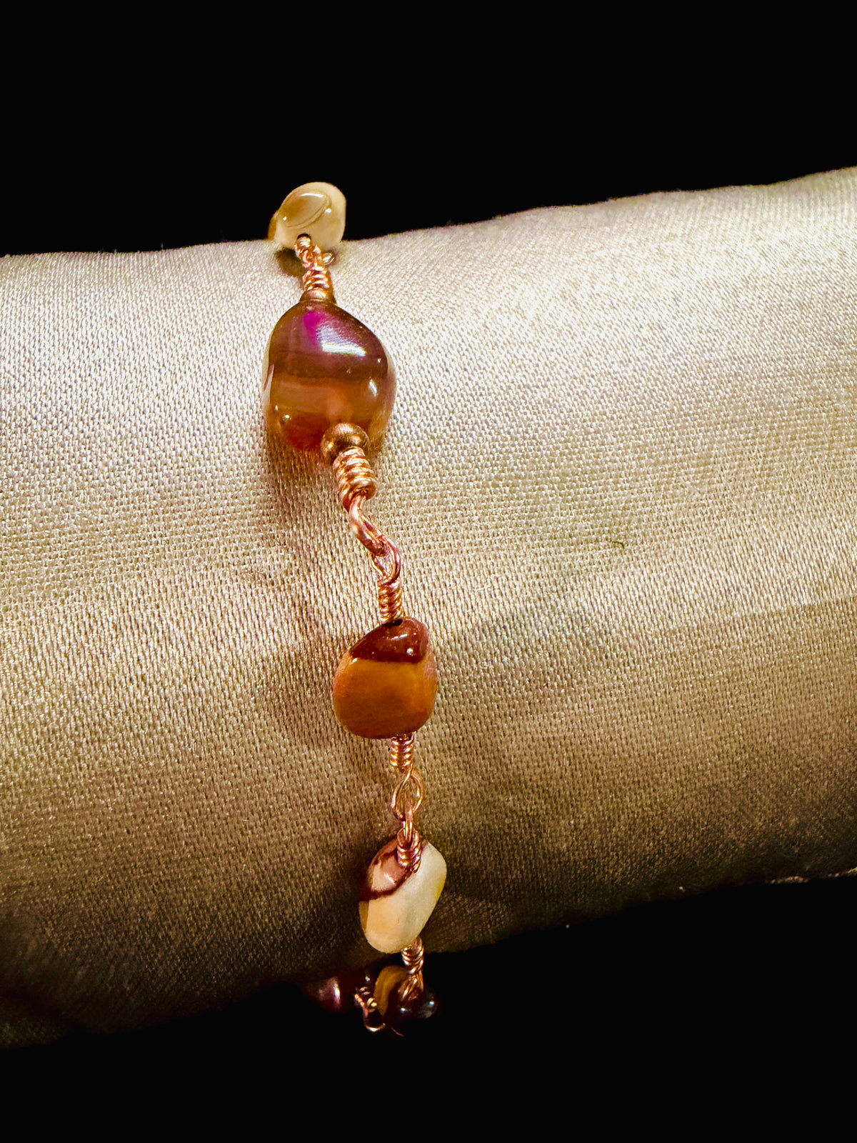 Copper & Mookaite Jasper Bracelet with Carnelian Agate — Handmade Gemstone Jewelry
