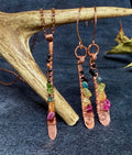 Wild Spectrum Hammered Copper & Tourmaline Jewelry Set | Necklace + Earrings