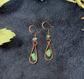Copper Teardrop Earrings wrapped with Green Aventurine