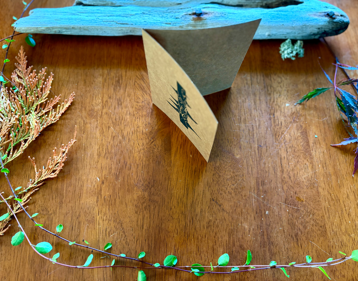 Hand-Printed Thorn Greeting Card on Kraft Paper with Envelope, 4 × 5 Inch