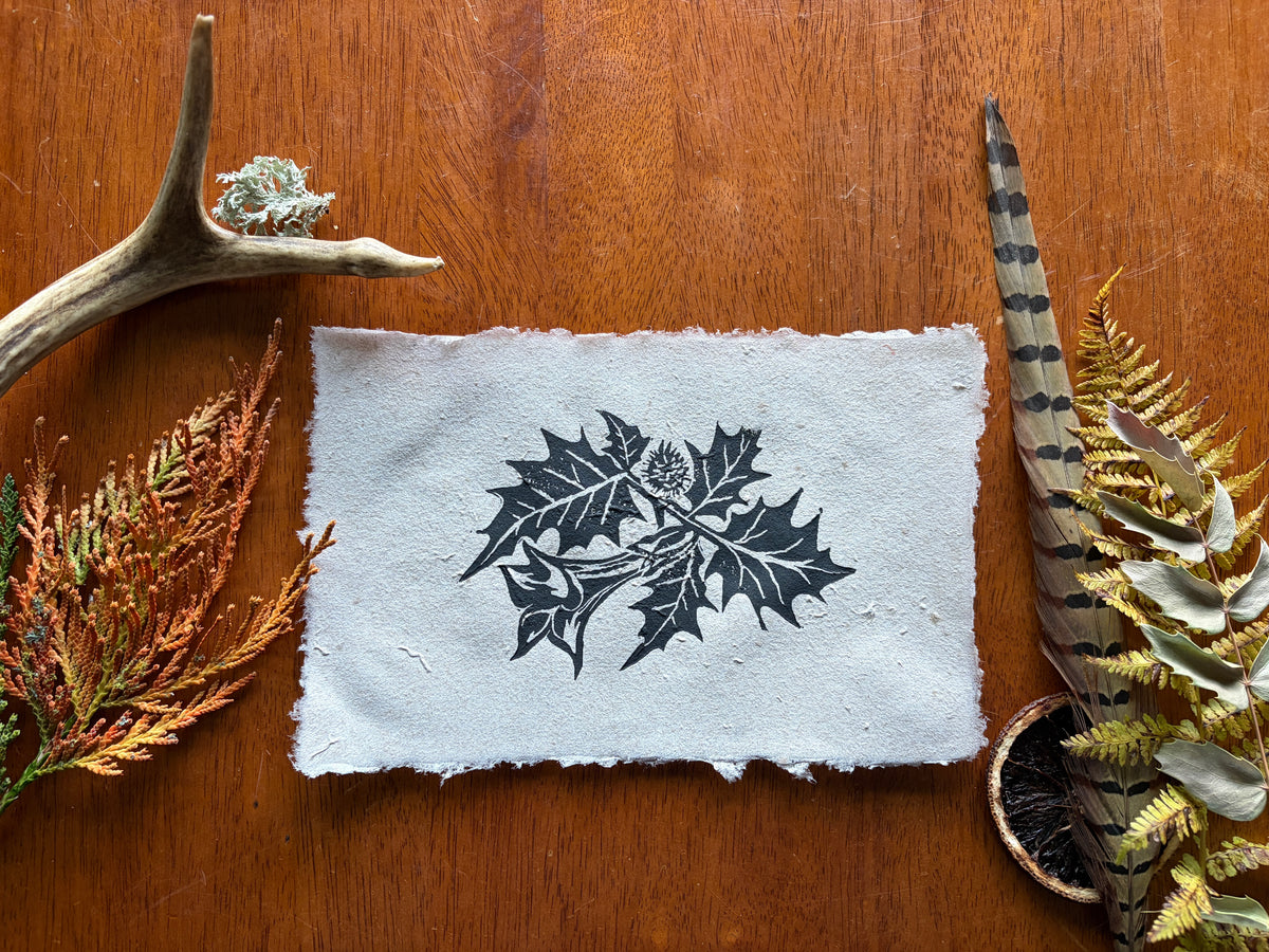 Datura Flower | Poison Garden Original Block Print, Handmade Paper Edition 1/1