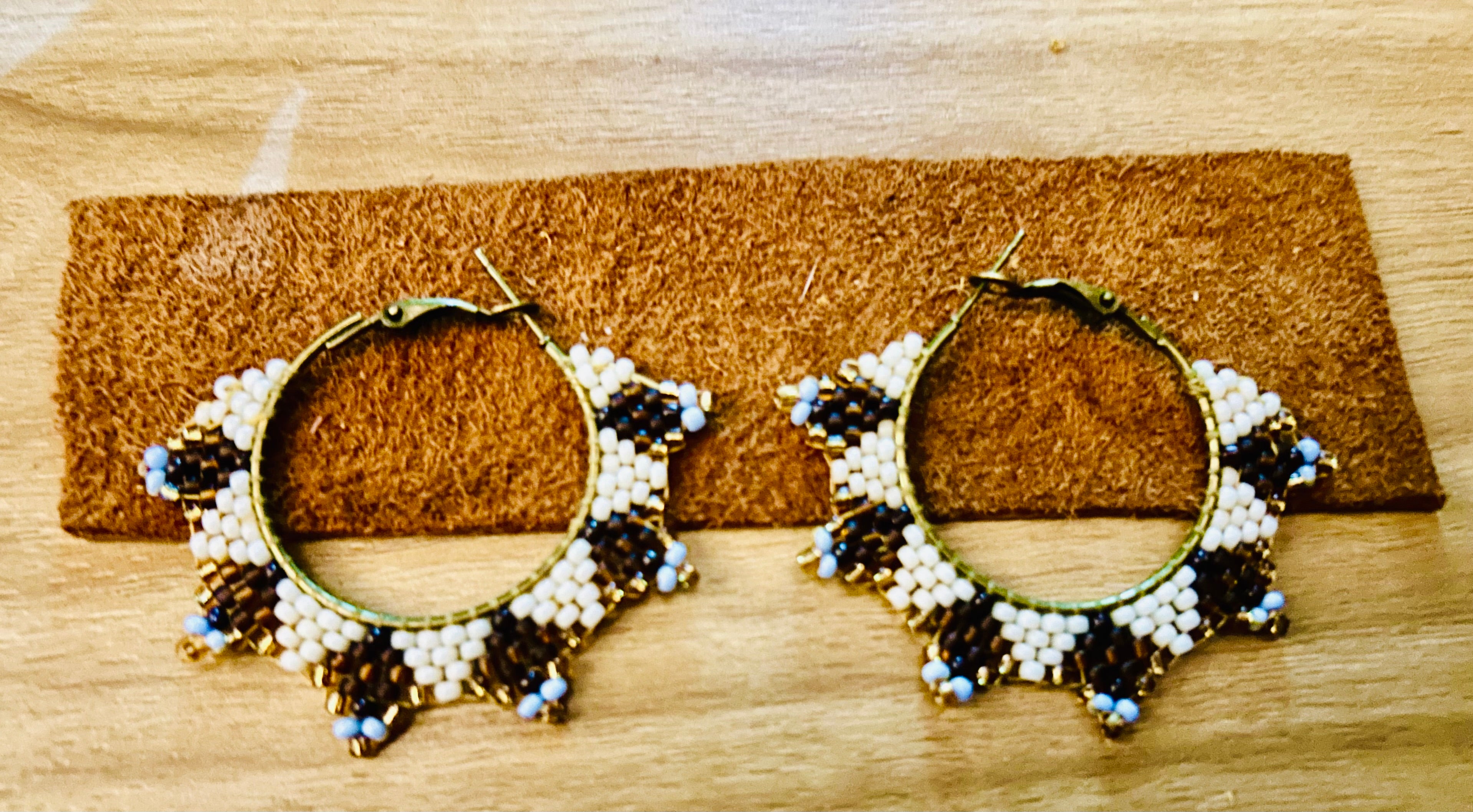 Beaded Bronze Hoops