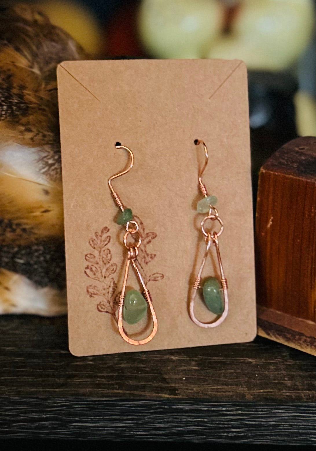 Medium Copper Loops with & Green Aventurine