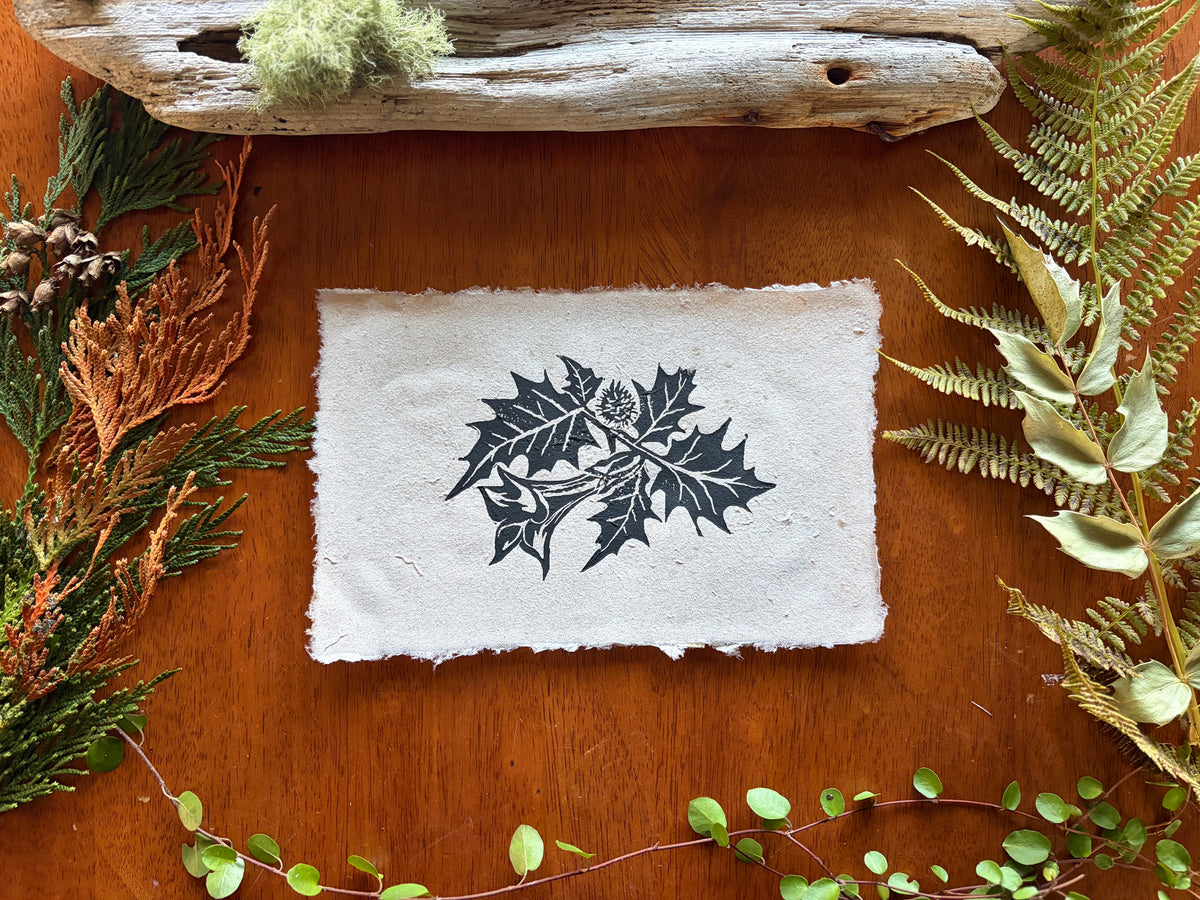 Datura Flower | Poison Garden Original Block Print, Handmade Paper Edition 1/1