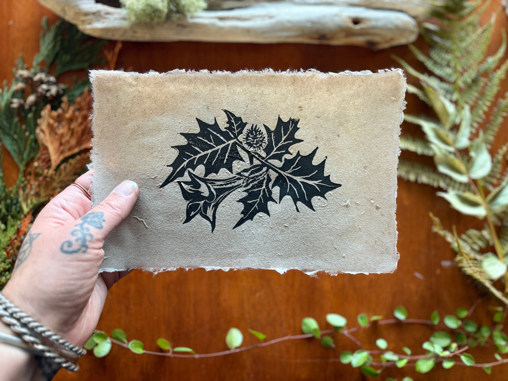 Datura Flower | Poison Garden Original Block Print, Handmade Paper Edition 1/1