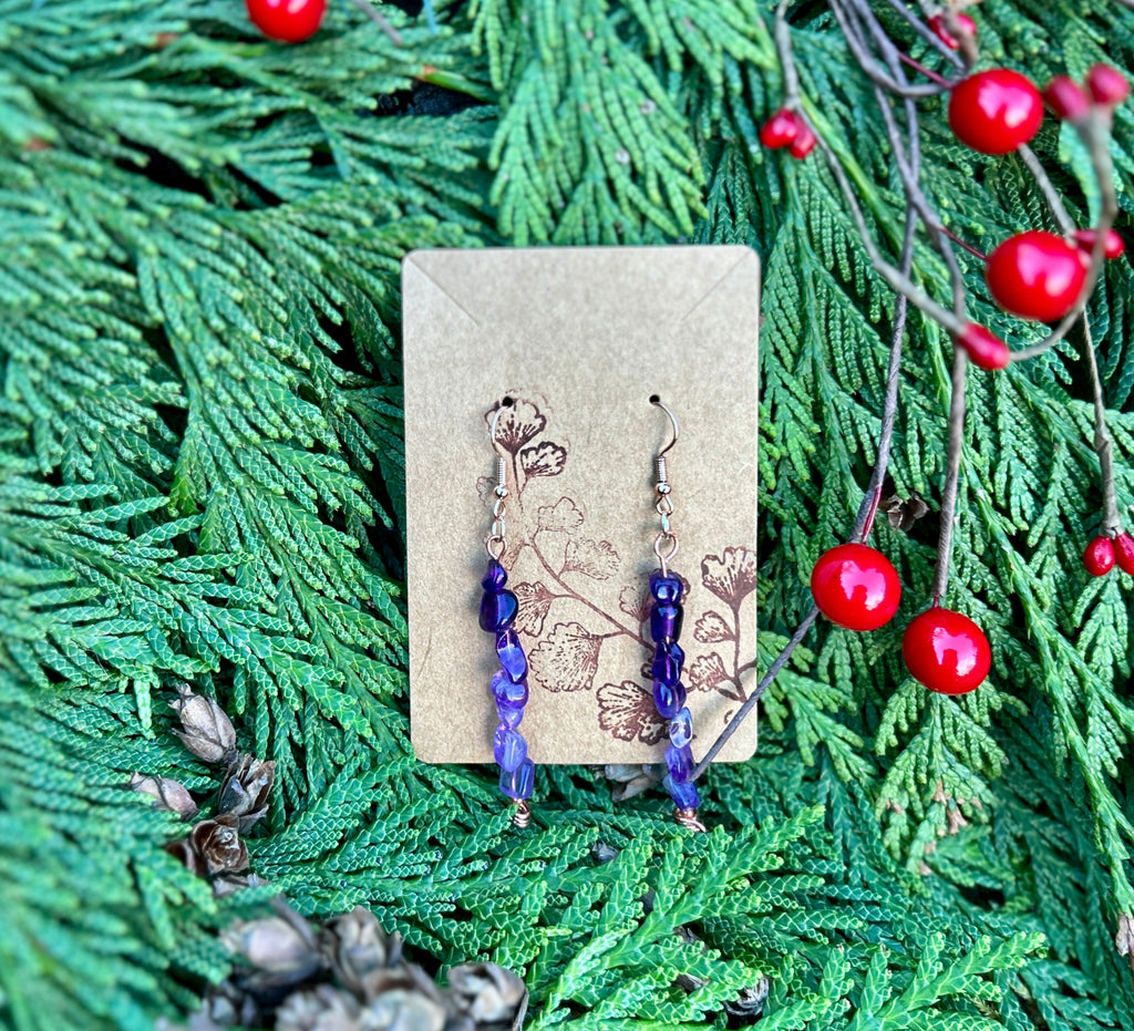 Copper and Amethyst Dangle Earrings