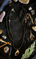 Dark Shores Double Wrap Necklace with Foraged Shell & Tourmaline Pendant