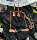 Hammered Copper & Tourmaline Talisman Necklace and Earring Set