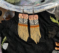 Large Cedar & Copper Basket Weave Fringe Earrings