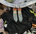 Sea Grass & Copper Beaded Basket Weave Fringe Earrings