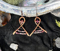 Hammered Copper Twist Earrings with Faceted Tourmaline & Black Spinel