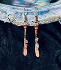 Hammered Copper Paddle Earrings with Labradorite & Black Spinel — Handmade
