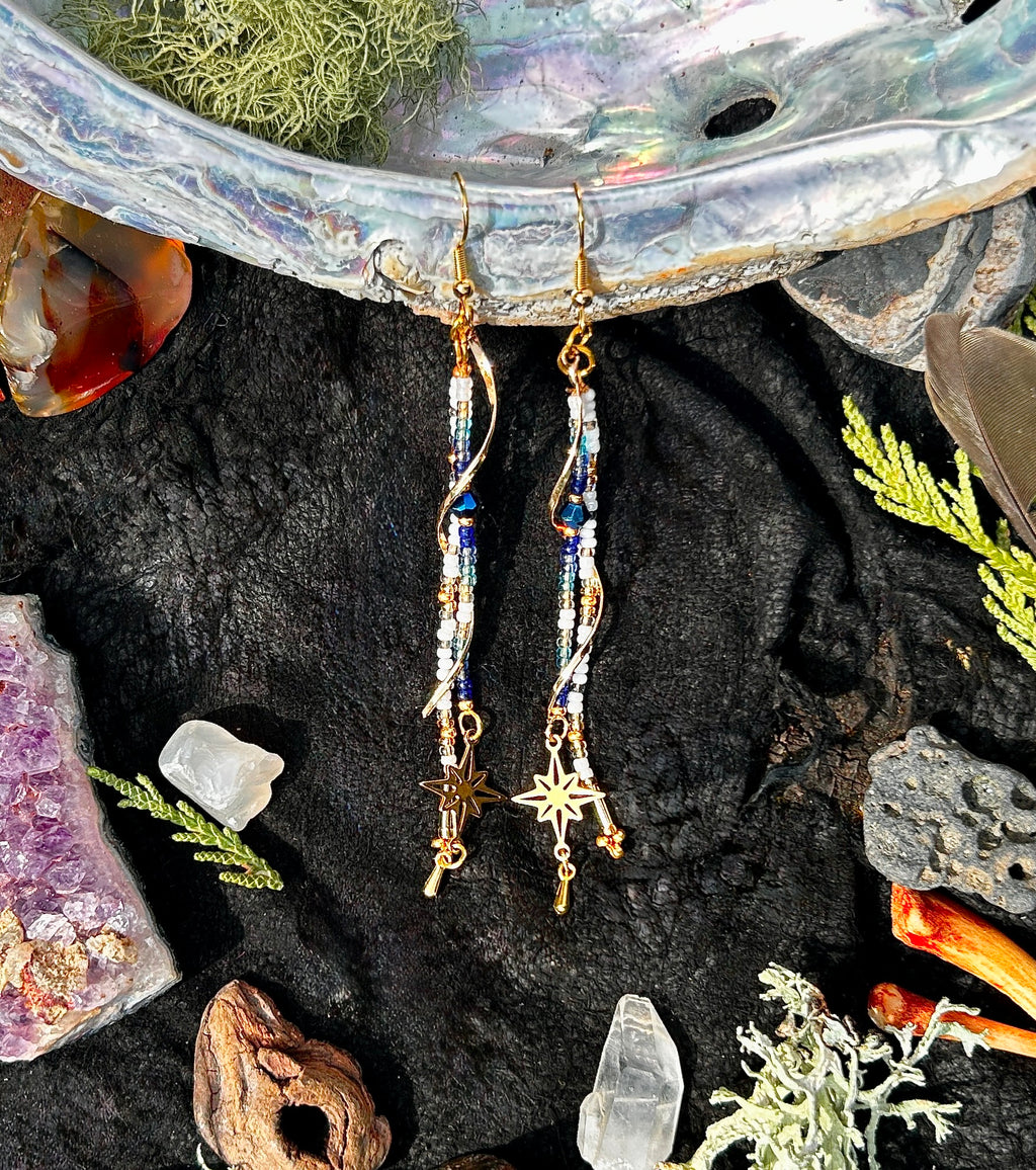 Starlight Spiral Beadwork Earrings