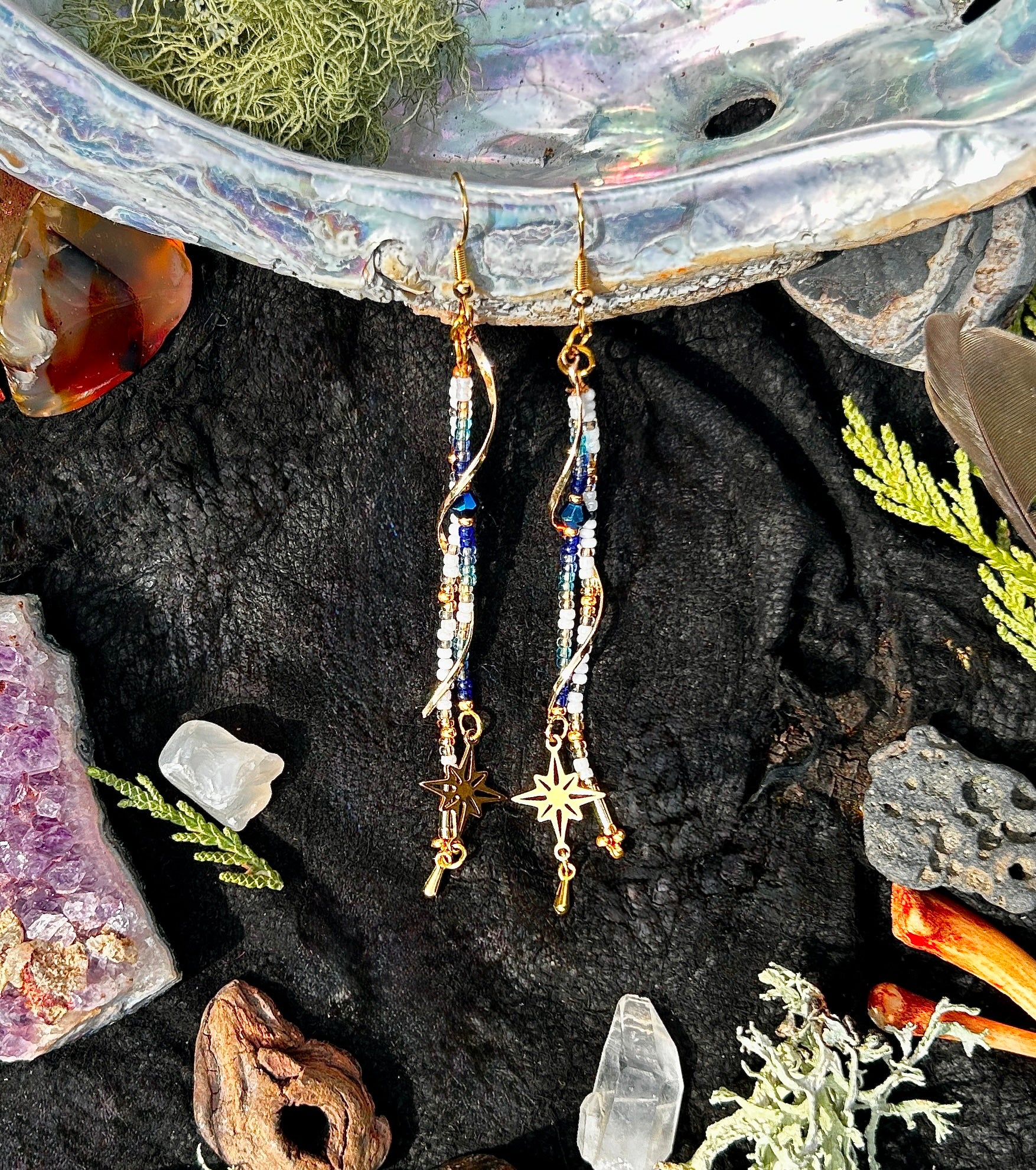 Starlight Spiral Beadwork Earrings