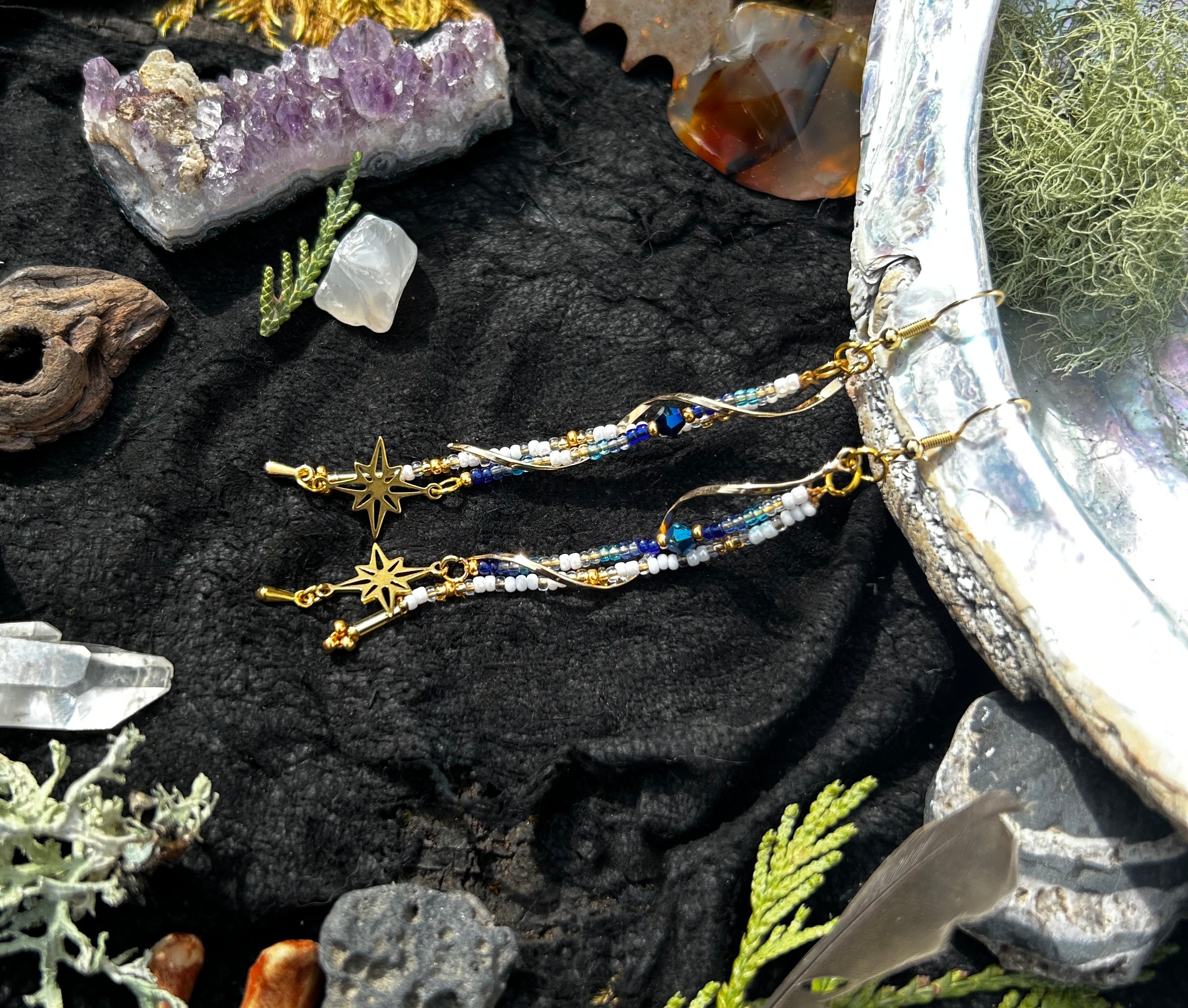 Starlight Spiral Beadwork Earrings