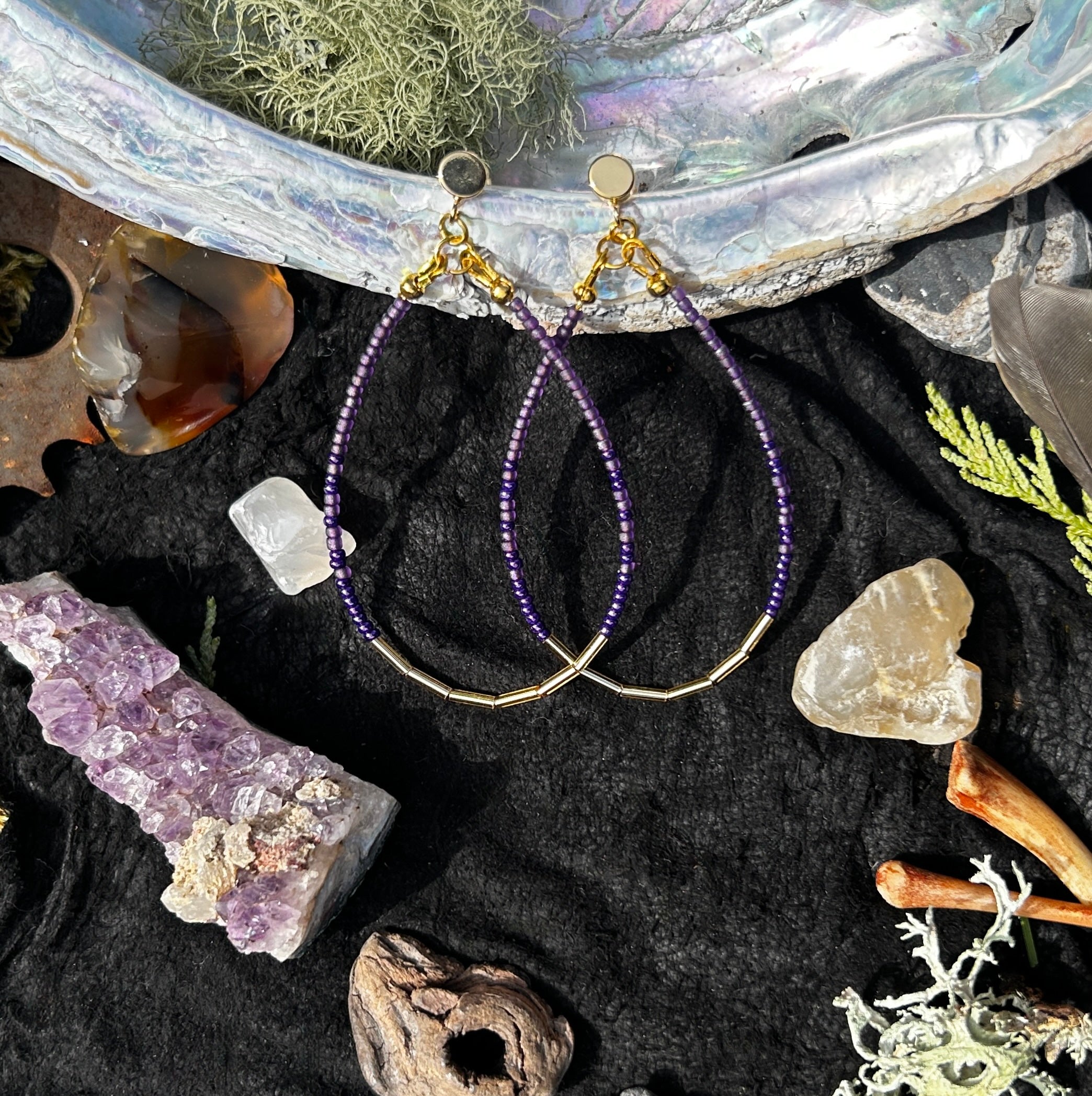 Violet Skies Beaded Teardrop Earrings