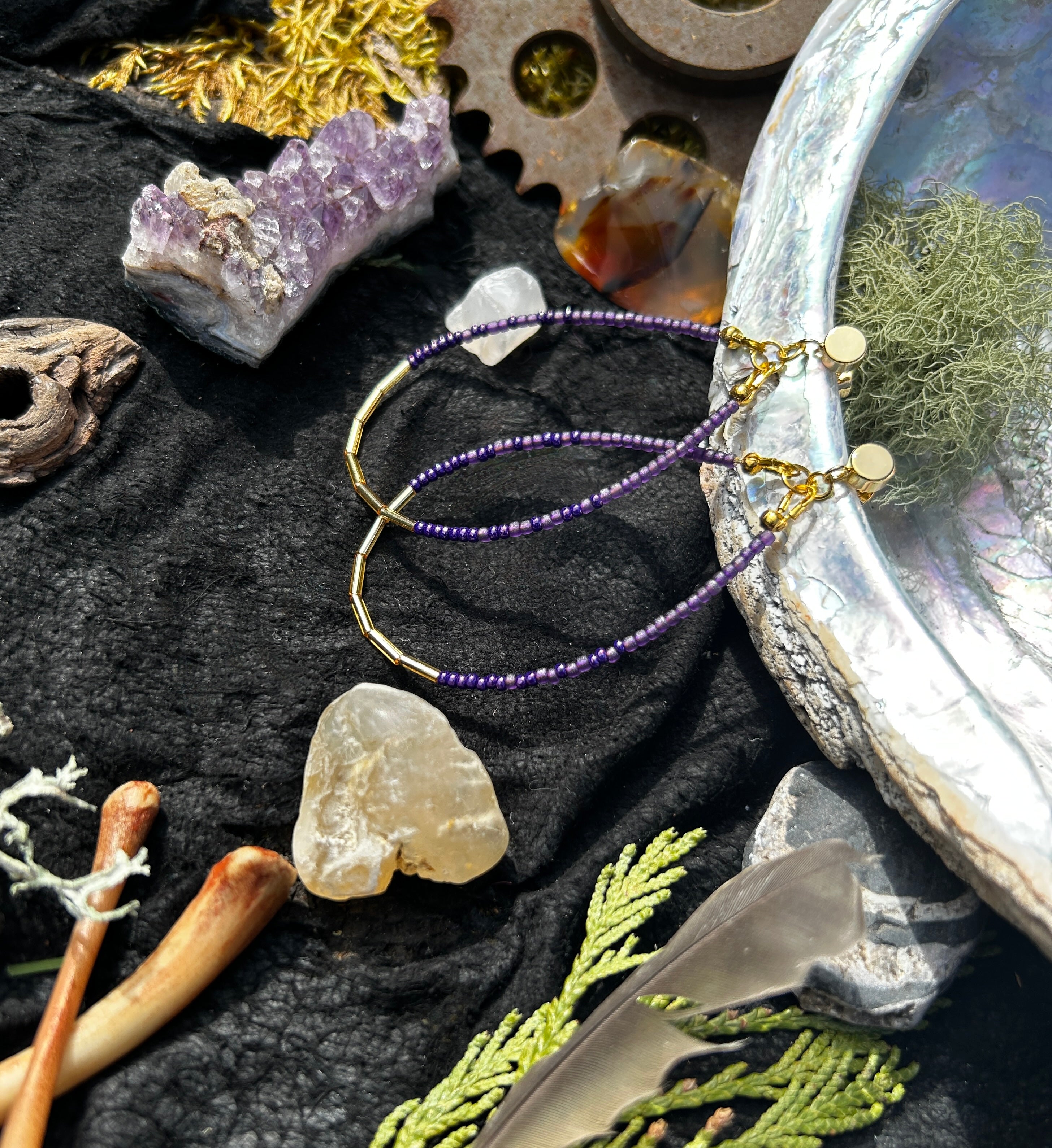 Violet Skies Beaded Teardrop Earrings