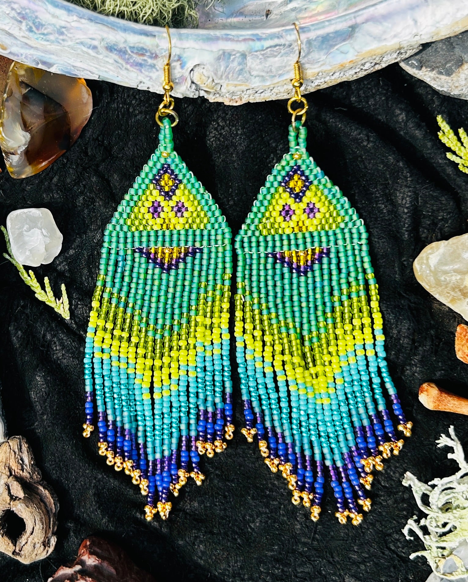 Aurora Borealis Fringe Earrings