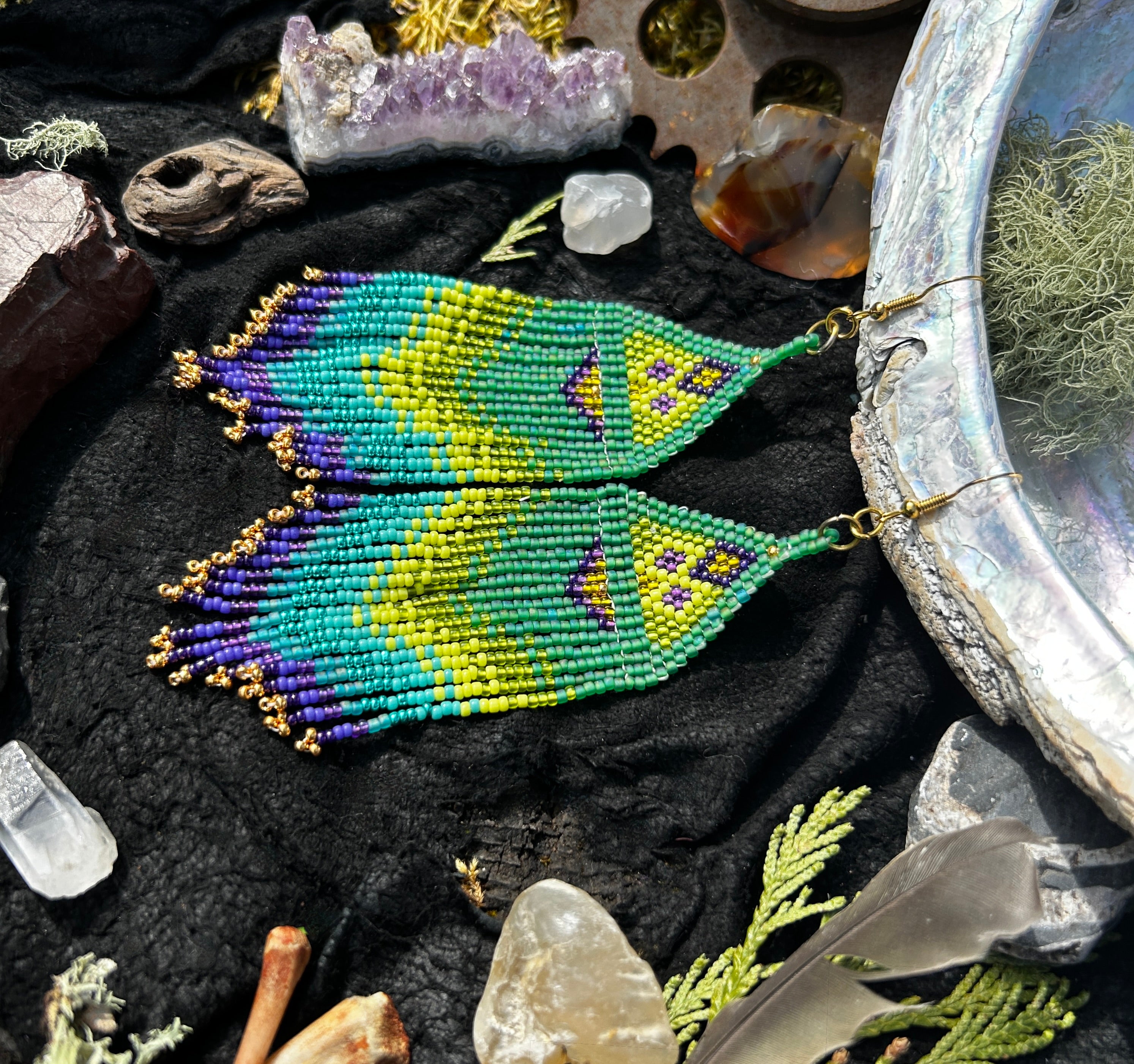 Aurora Borealis Fringe Earrings