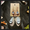 Copper and Aquamarine Earrings with White Feathers