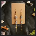 Gold & Aquamarine Spiral Dangle Earrings