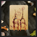 Hammered Copper Arch Earrings with Black Spinel & Tourmaline